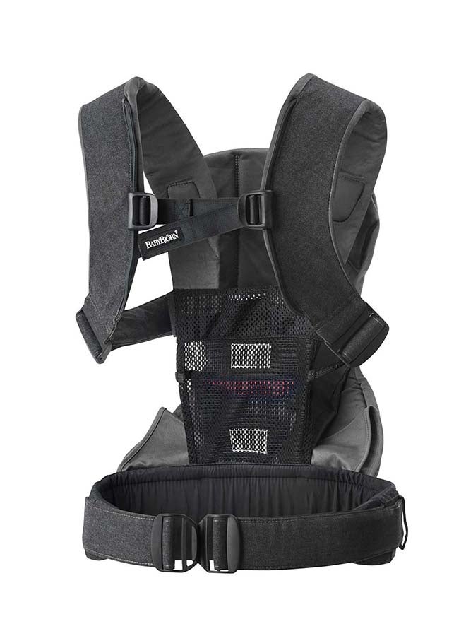 BABYBJORN حمالة أطفال واحدة، منسوجة، رمادي دنيم/رمادي داكن - Image 1